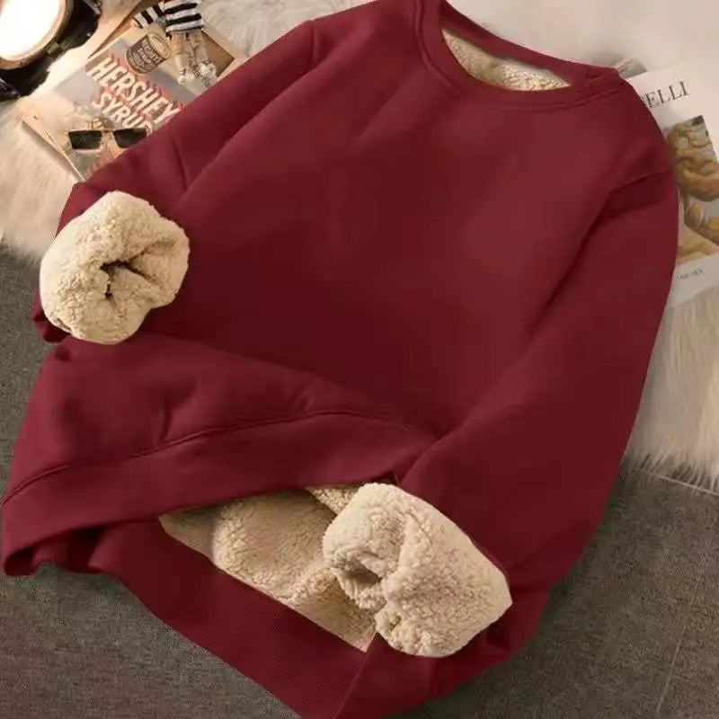 Cartoon O Neck Velvet Cashmere Sweatshirt