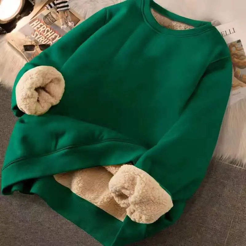 Cartoon O Neck Velvet Cashmere Sweatshirt