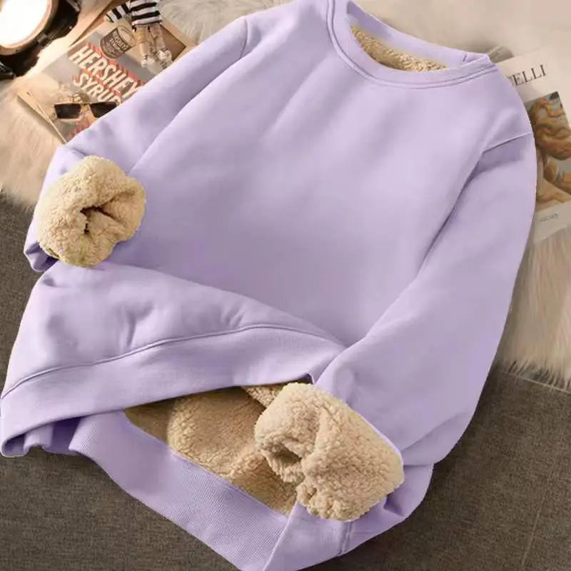 Cartoon O Neck Velvet Cashmere Sweatshirt