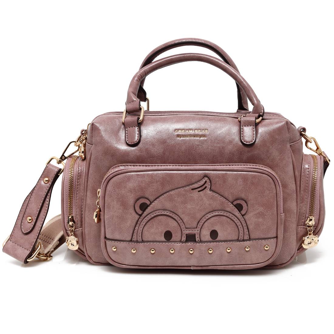 Cream Bear Boston Tote Bag