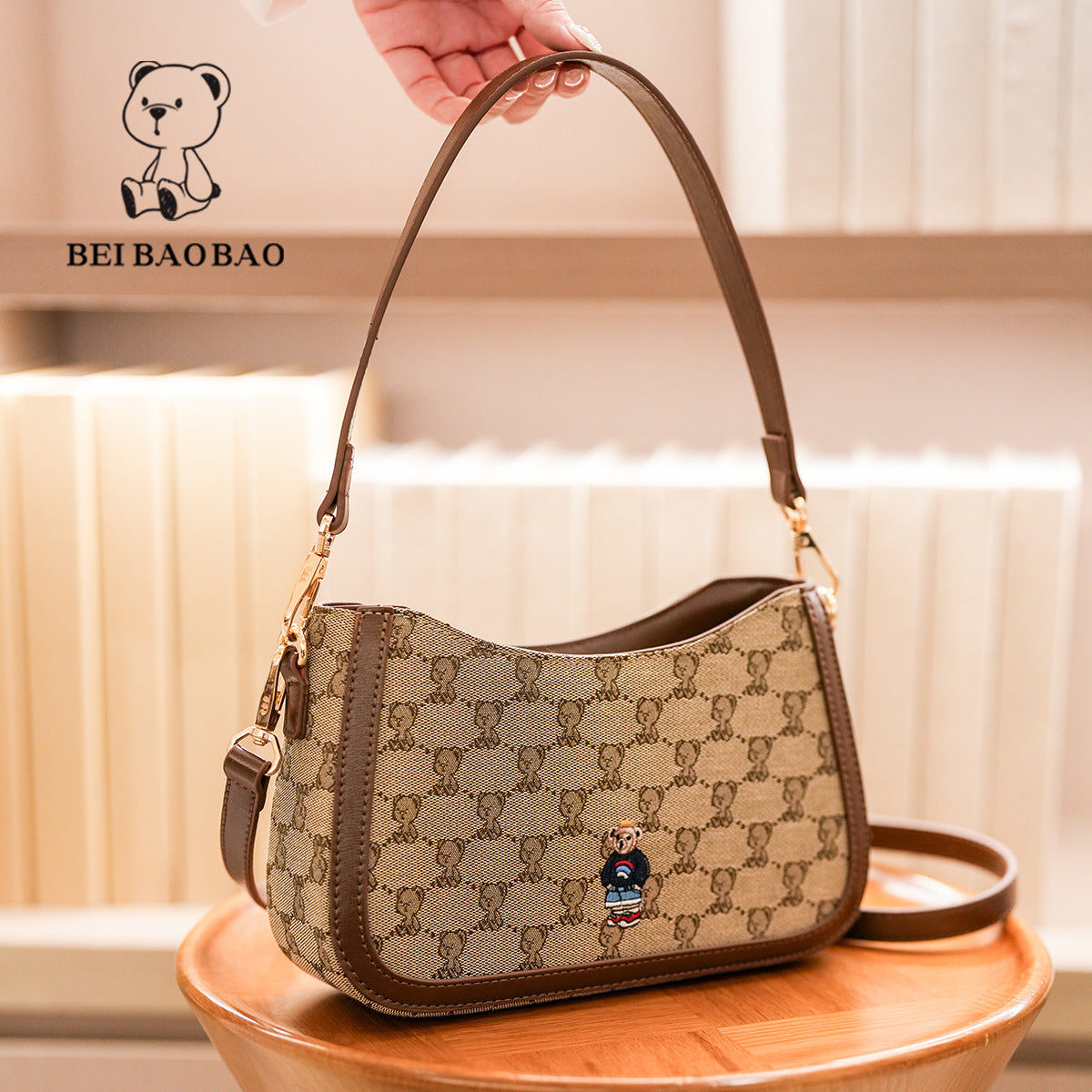Trendy Bear Canvas Bag Chic StreetStyle Crossbody